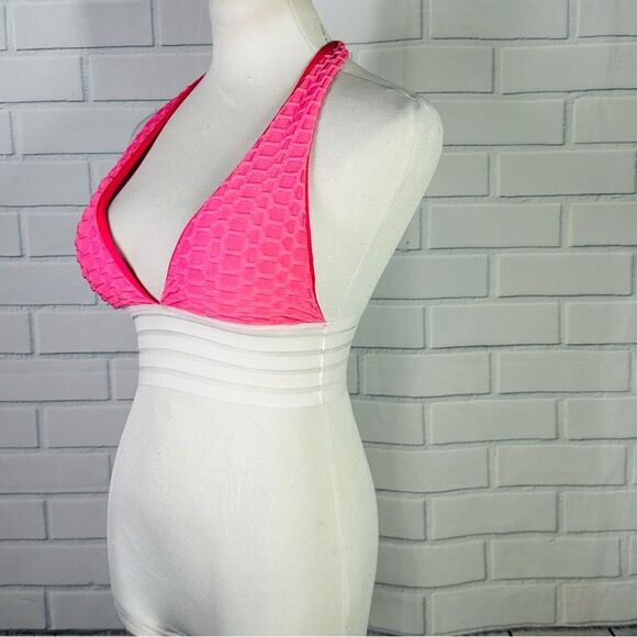 10/$25🦋 Resist Today Pink & White Banded High Impact Supportive Sports Bra - M - Picture 4 of 11